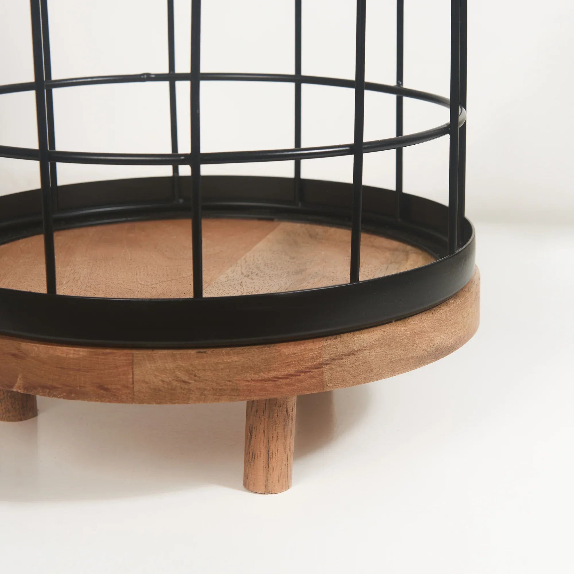 Sovereign Iron and Wood Jali Hanging Lantern 23x34Cm in Black Colour - HomeTown