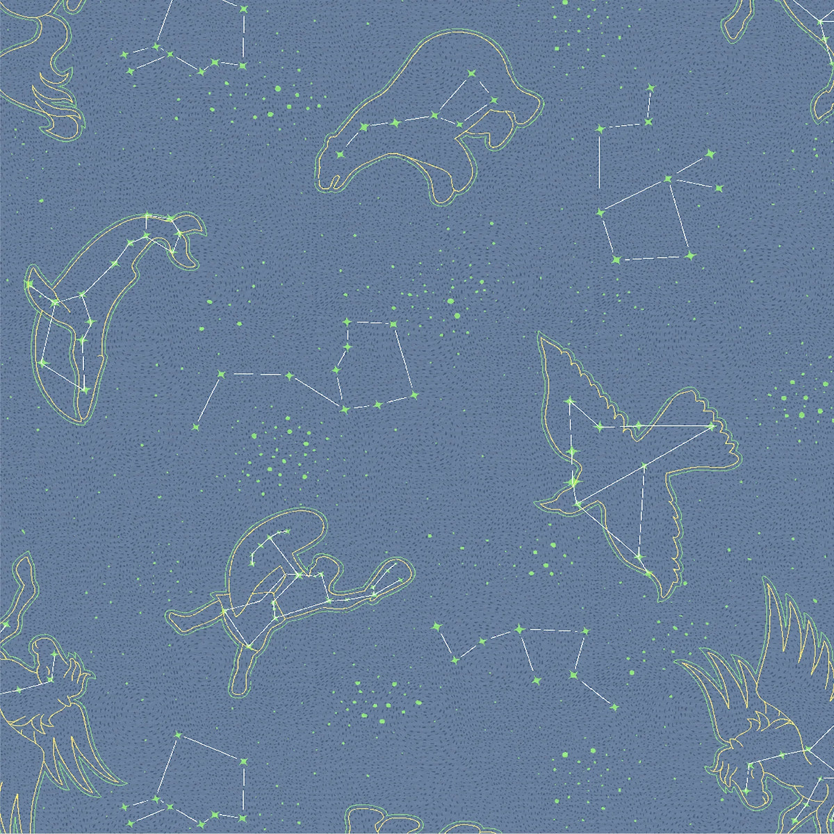 Constellation Glow Bamboo Cotton Single Fitted Bedsheet in Blue Colour - HomeTown