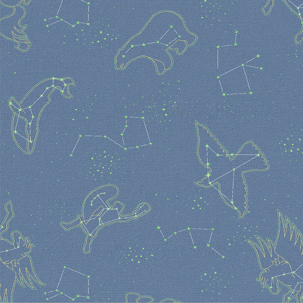 Constellation Glow Bamboo Cotton Single Fitted Bedsheet in Blue Colour dimensions