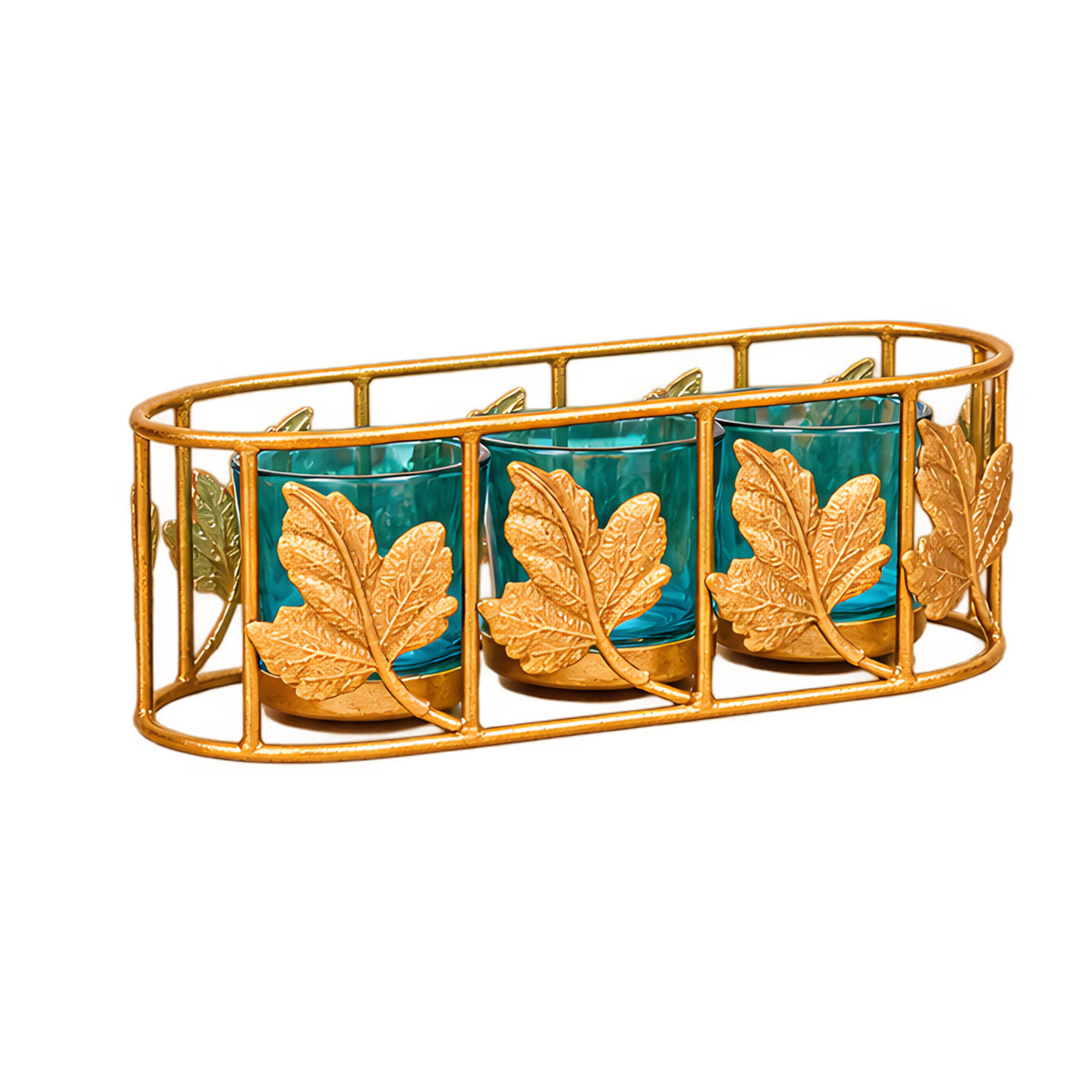 CGI Luxe Utsav Jali Tray Votive Gold Finish | 24.5X9X7.5 cm