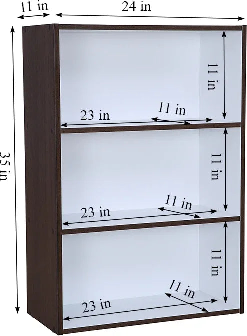 Mezzola Engineered Wood 3 Tier Bookshelf Large in Wenge Colour - HomeTown