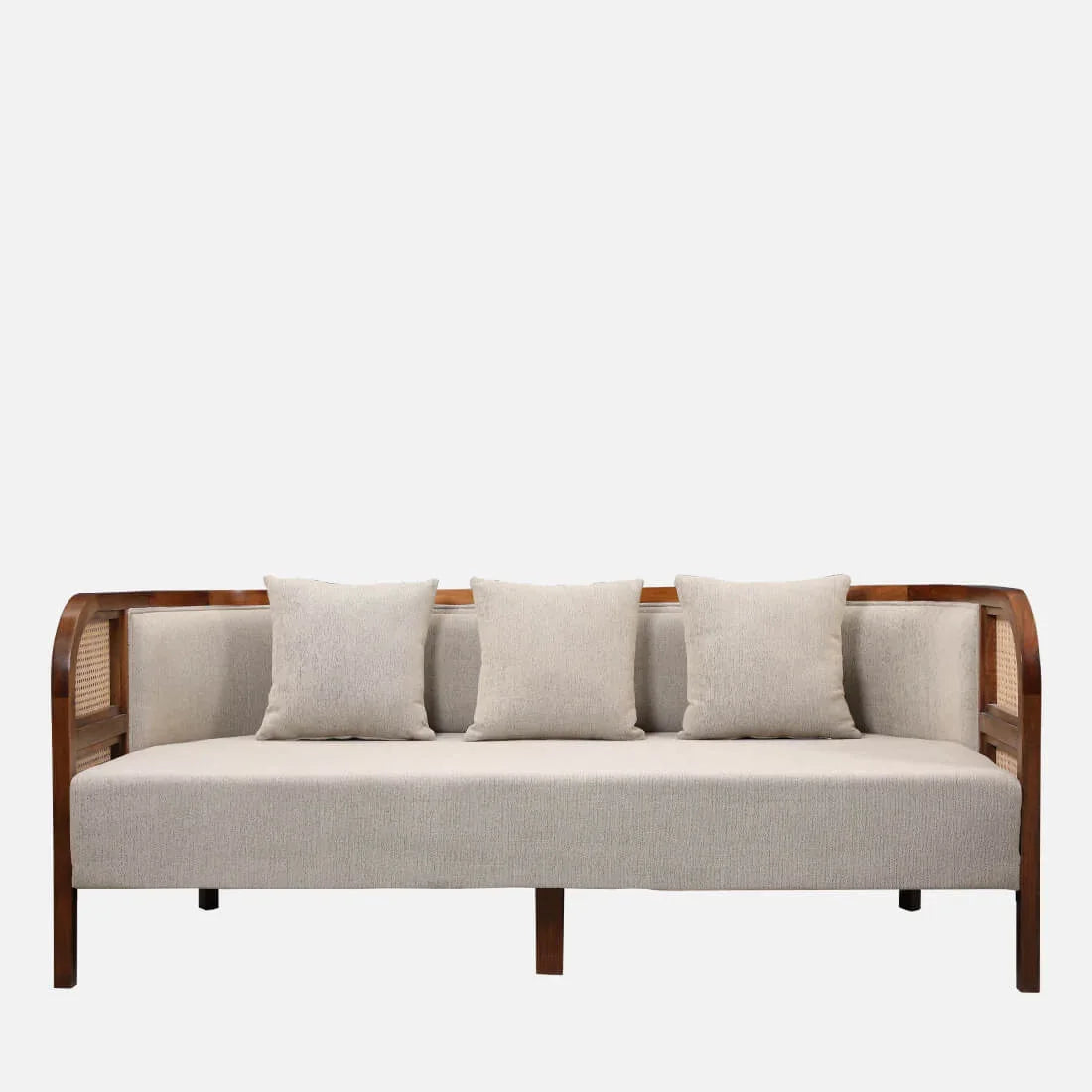 Siam Solidwood Three Seater Sofa in Beige Colour - HomeTown