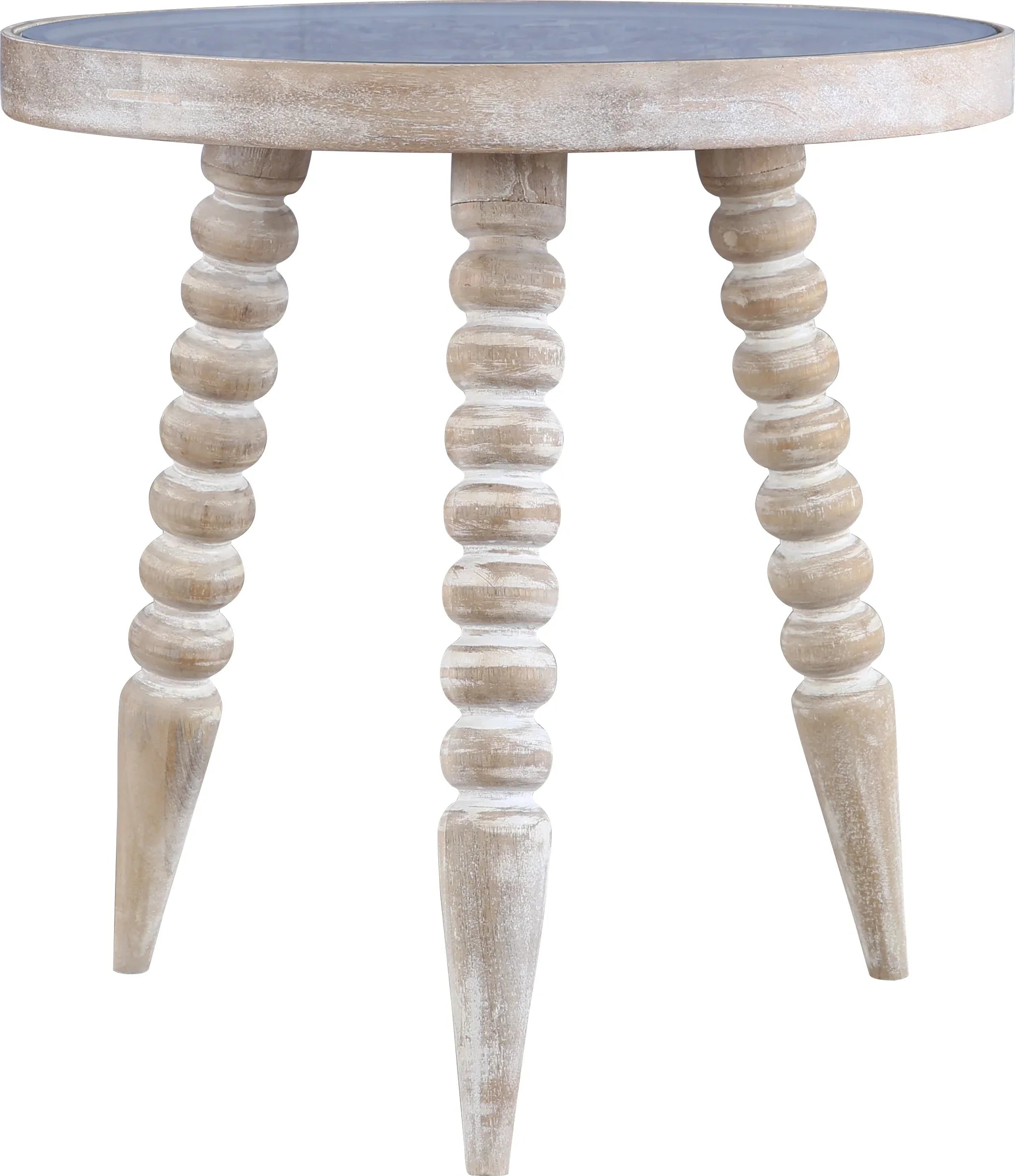 Antico Mango Wood Carved Stool in White Colour - HomeTown