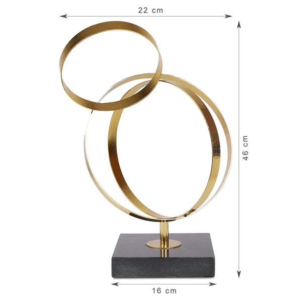 Reeves Metal And Marble Abstract Table Decor in Black & Gold Colour dimensions