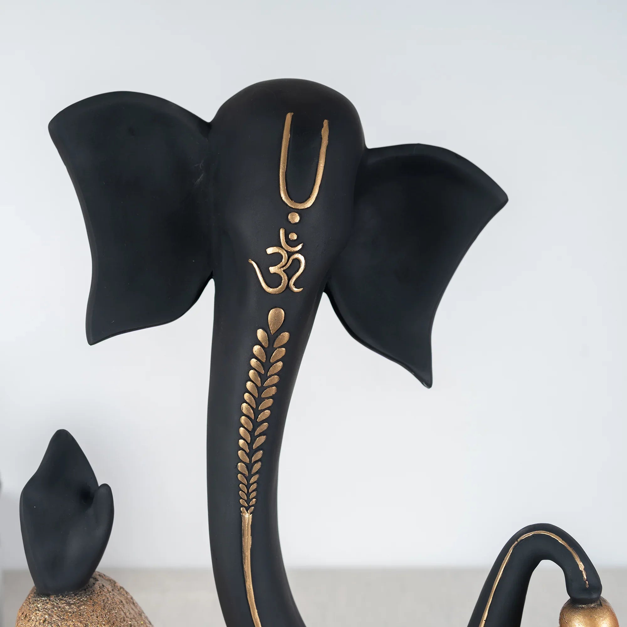 Eternal Ganesha Polyresin Hand Finished Figurine 41Cm in Black & Gold Colour - HomeTown