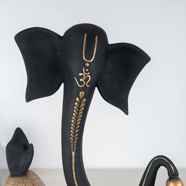 Eternal Ganesha Polyresin Hand Finished Figurine 41Cm in Black & Gold Colour dimensions