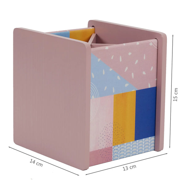 Print Moden Pop Pink Engineered Wood Cutlery Holder in Pink Colour dimensions