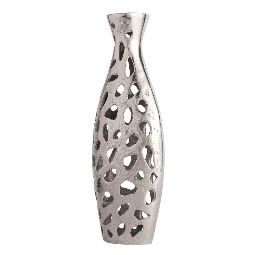 Sophia Floral Vase Medium In Raw Silver Finish