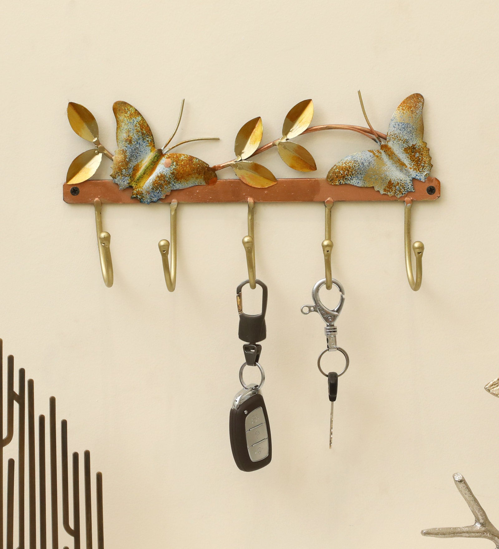 Vedas Two Butterfly Decorative metal Wall Hooks