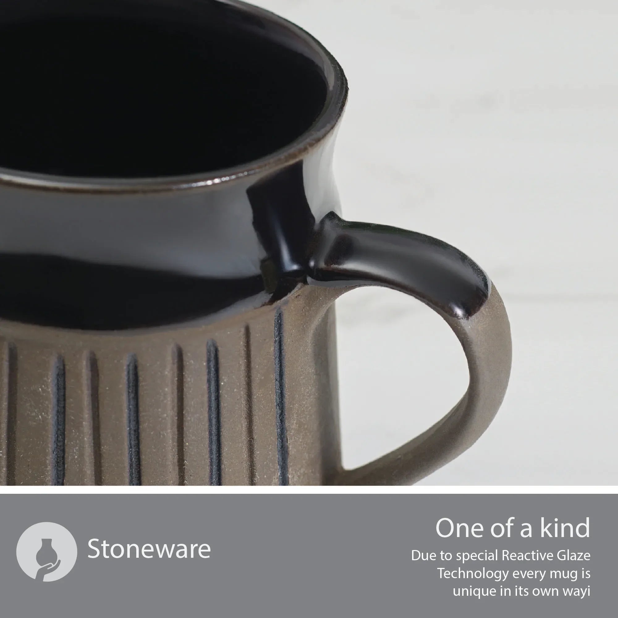 Fiesta Studio Pottery Ligne Coffee Mug 300 ML Set of 4 in Brown Colour - HomeTown