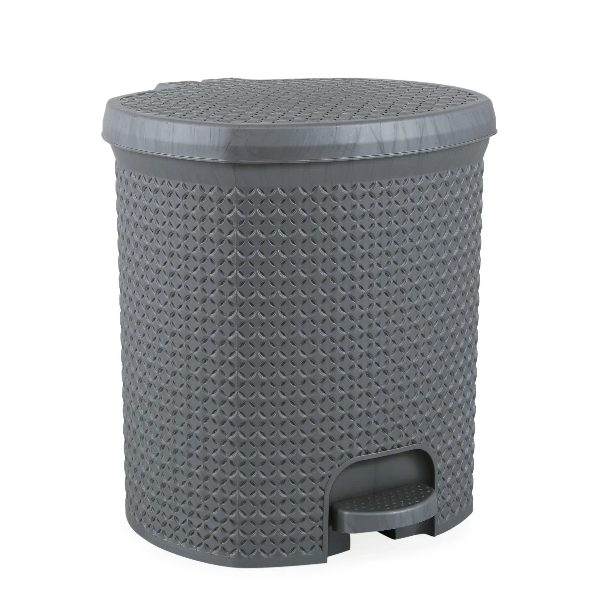 Diamond Plastic Pedal Dustbin with Inner Bucket 12 Ltr in Grey Colour - HomeTown