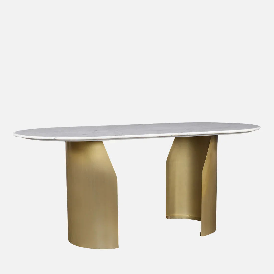 Palatine Marble Top Six Seater Dining Table in White & Gold Colour - HomeTown