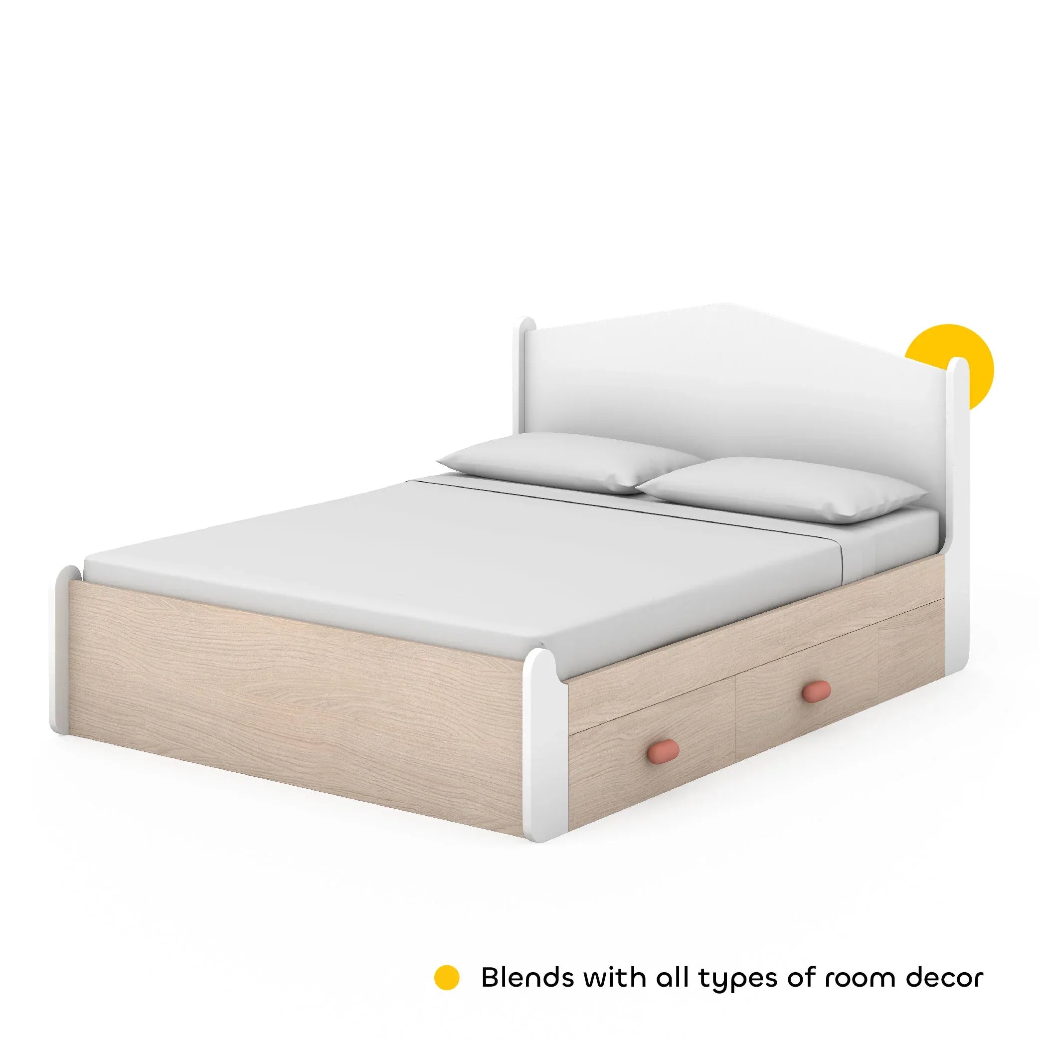 Secret Den Queen Size Bed with Storage in Pearly White Colour - HomeTown