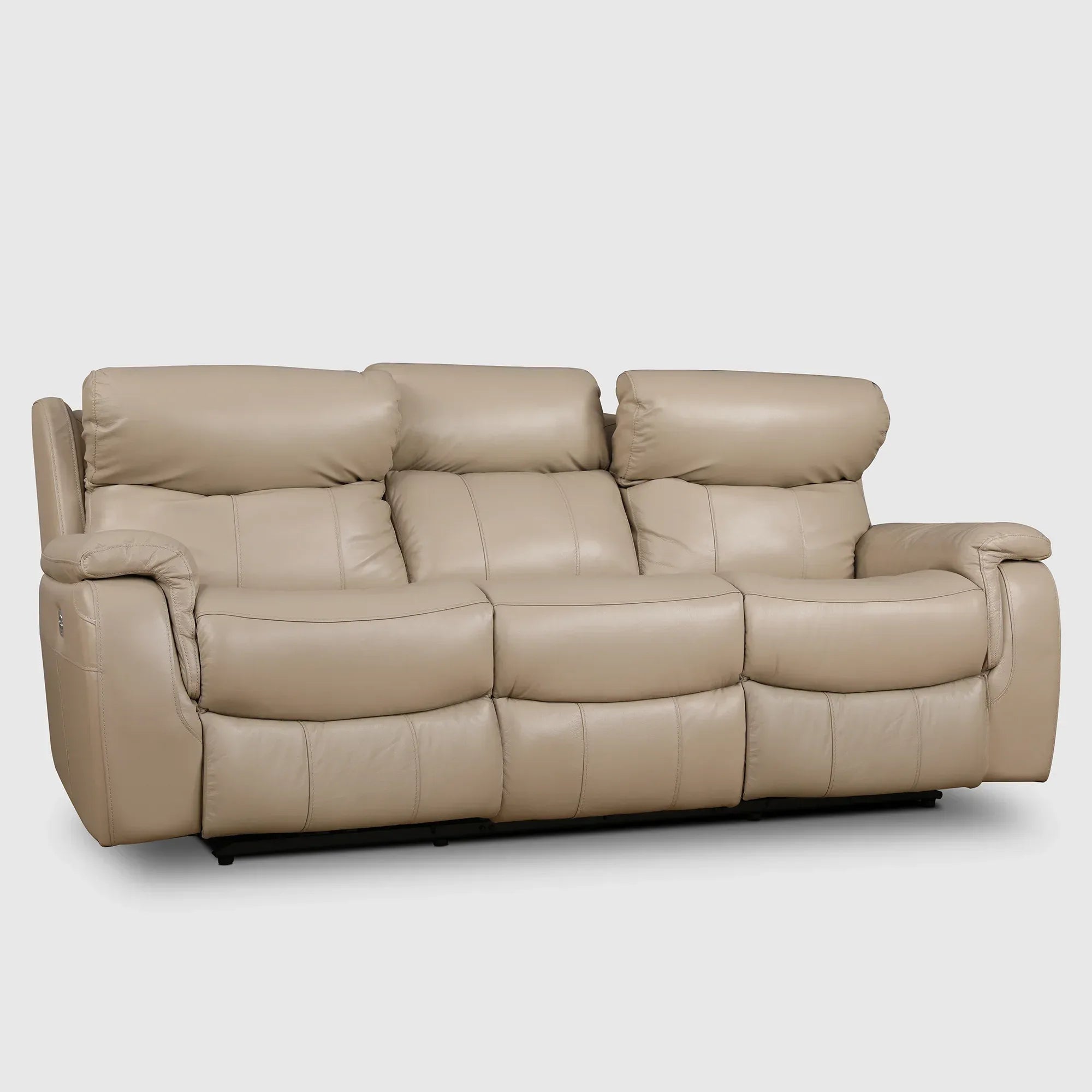 Plush Half Leather Three Seater Single Electric Recliner with Motion - HomeTown