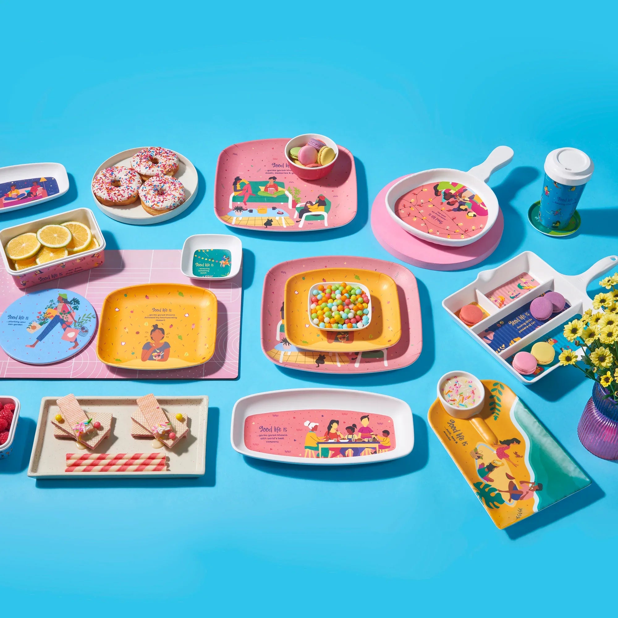 Good Life Melamine Snack Plate Set of 6 in Multi Colour - HomeTown