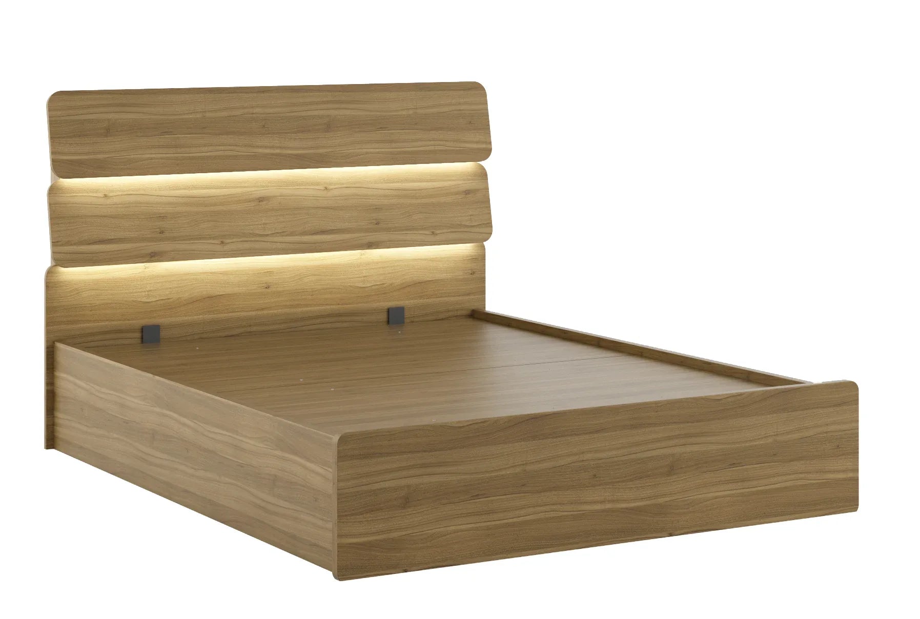 Freya Queen Bed With Hydraulic Storage in Natural Teak Colour - HomeTown