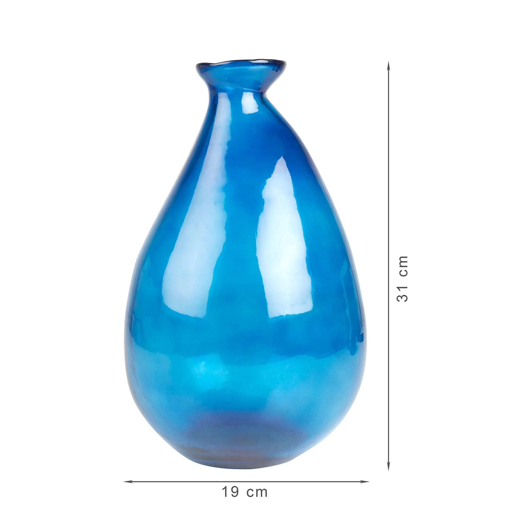 Phiona Glass Modern Organic Shapped Handcrafted 31 Cm Vase in Indigo Colour - HomeTown