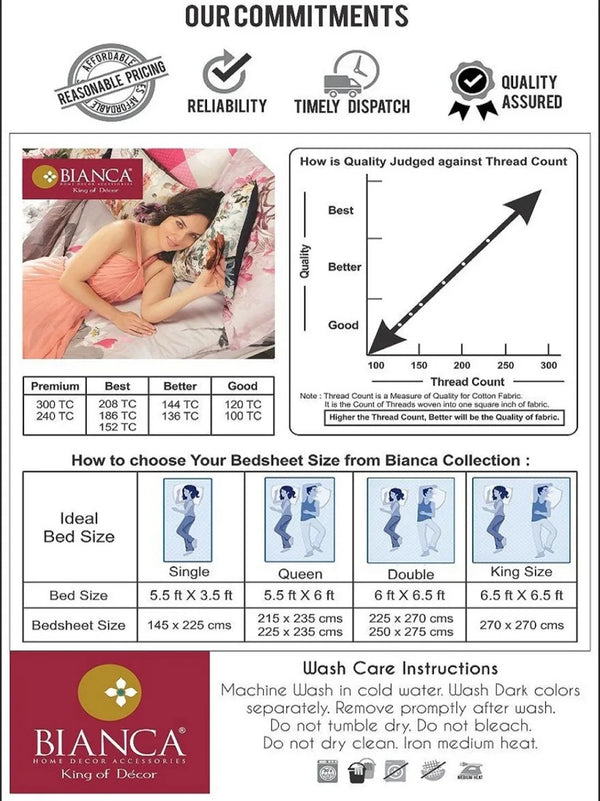 Hilton Cotton King Bed Sheet 274X274 Cm 210 Tc in Amethyst Colour dimensions