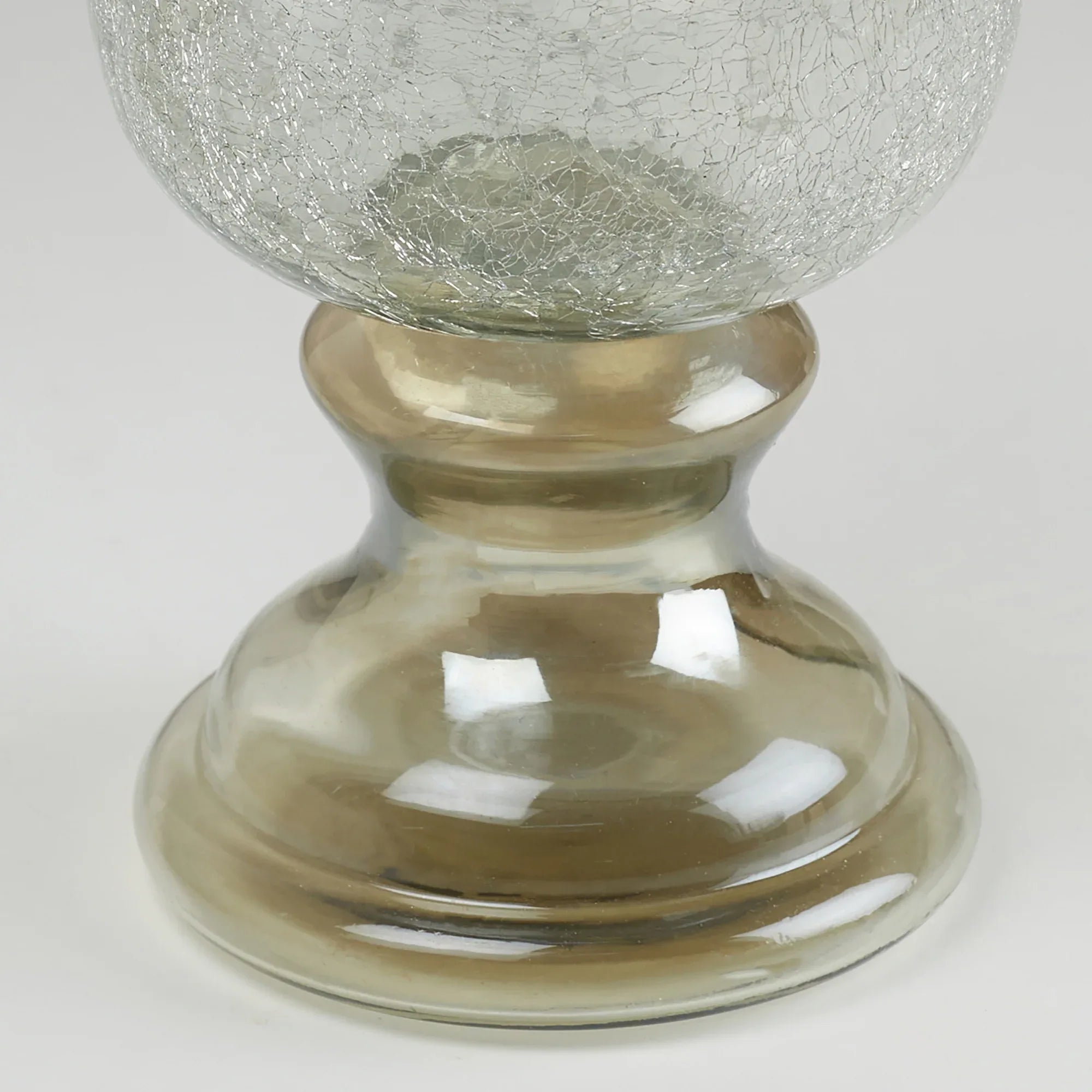 Phiona Glass Crack Handcrafted Hurricane Ombre 42 Cm in Black Colour - HomeTown