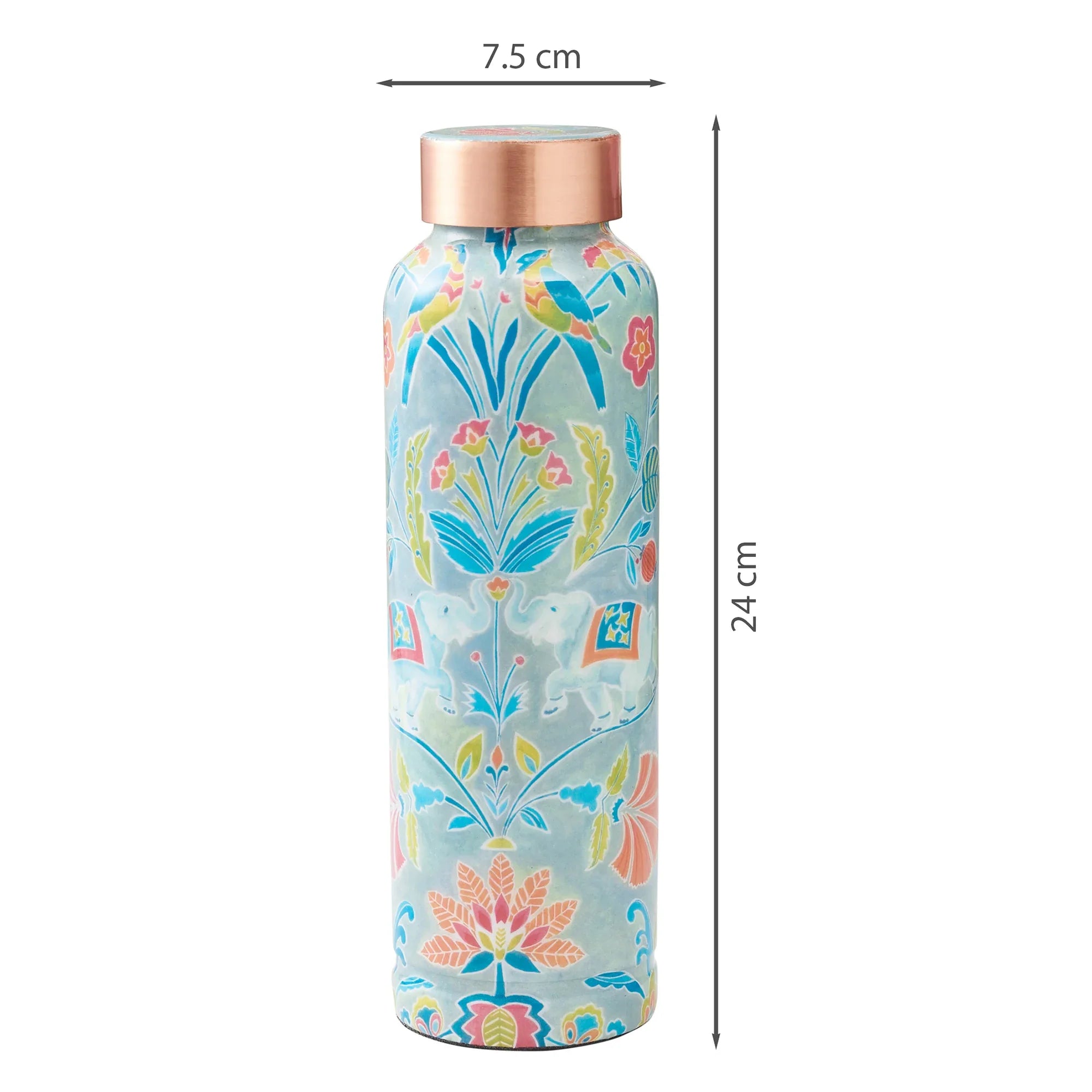 Anar Printed 1 Litre Copper Bottle Perfect Ayurvedic Copper Vessel For Sports, Fitness, Yoga - Natural Health Benefits in Multi Colour - HomeTown