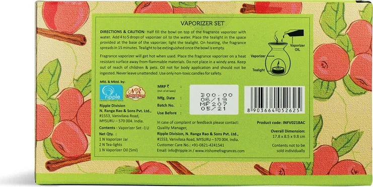 Vapourizer Set Ceramic 5Ml With 2 Tealights in Apple Cinnamon Colour - HomeTown