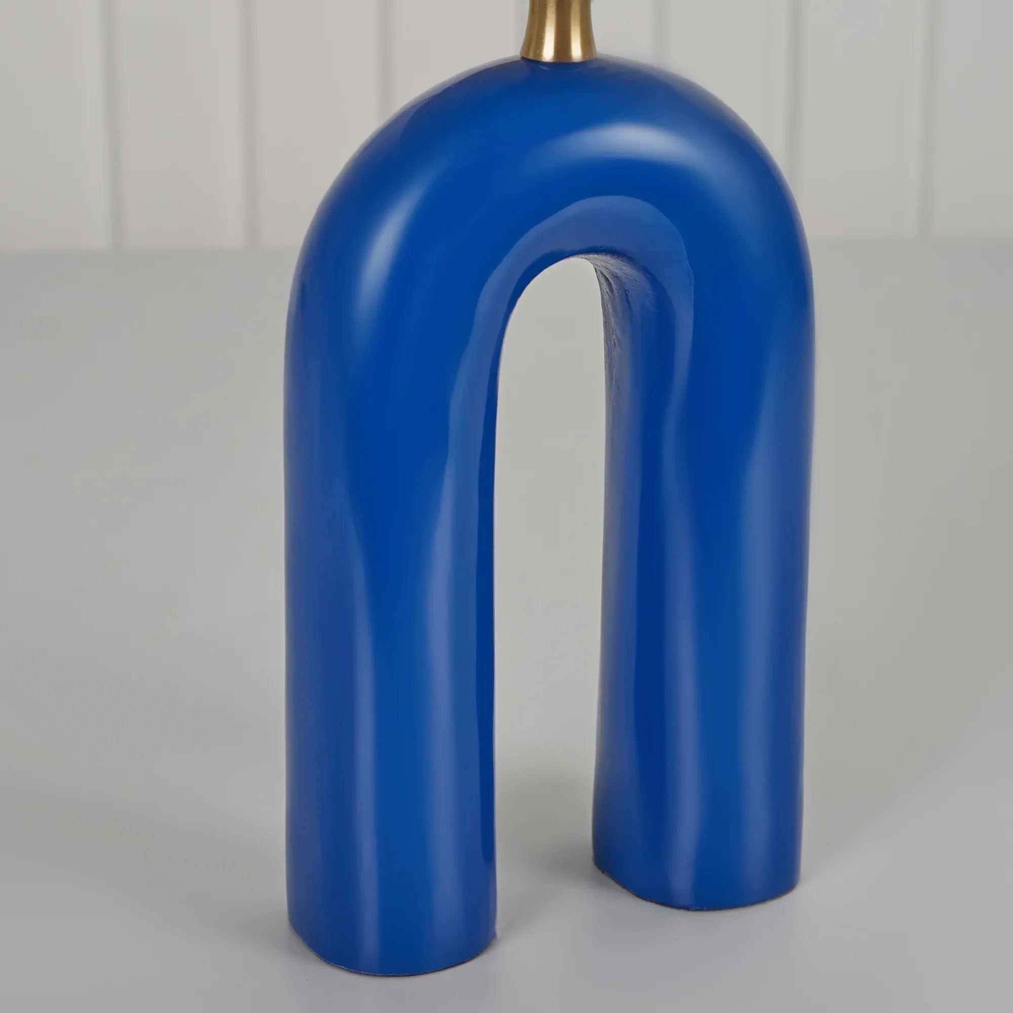 Athena Aluminium and Glass Rainbow Candle Holder 15x41 Cm in Navy Blue Colour - HomeTown