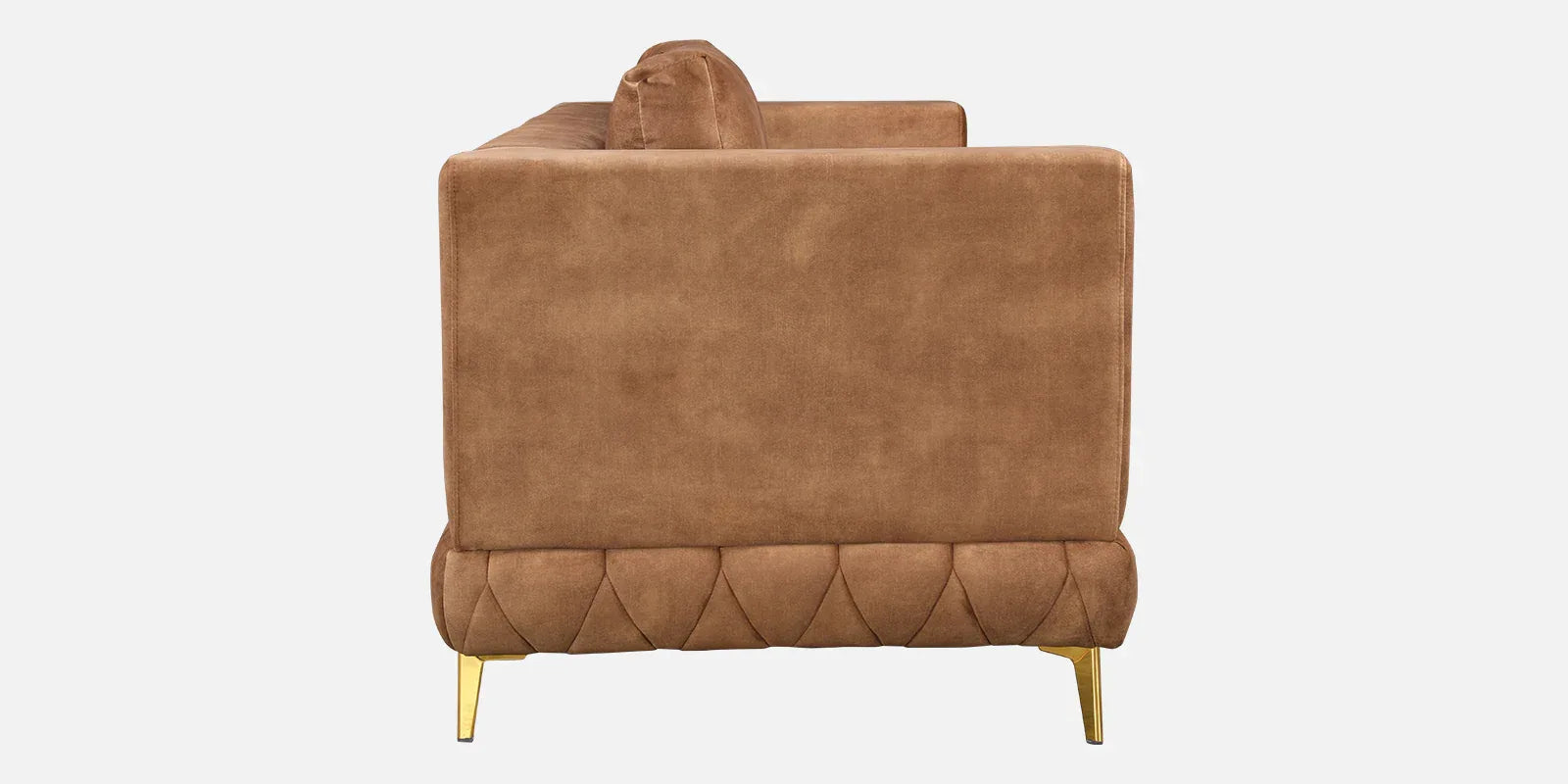 Plume Velvet Fabric Three Seater Sofa in Brown Colour - HomeTown