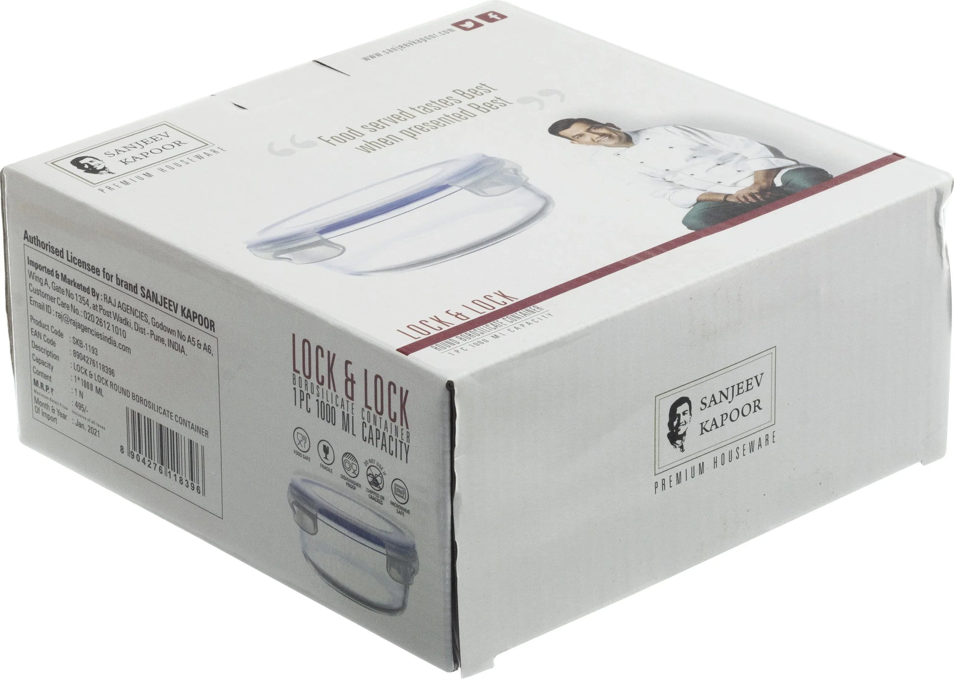 Lock & Lock Glass Round Container 1 Ltr by Sanjeev Kapoor - HomeTown