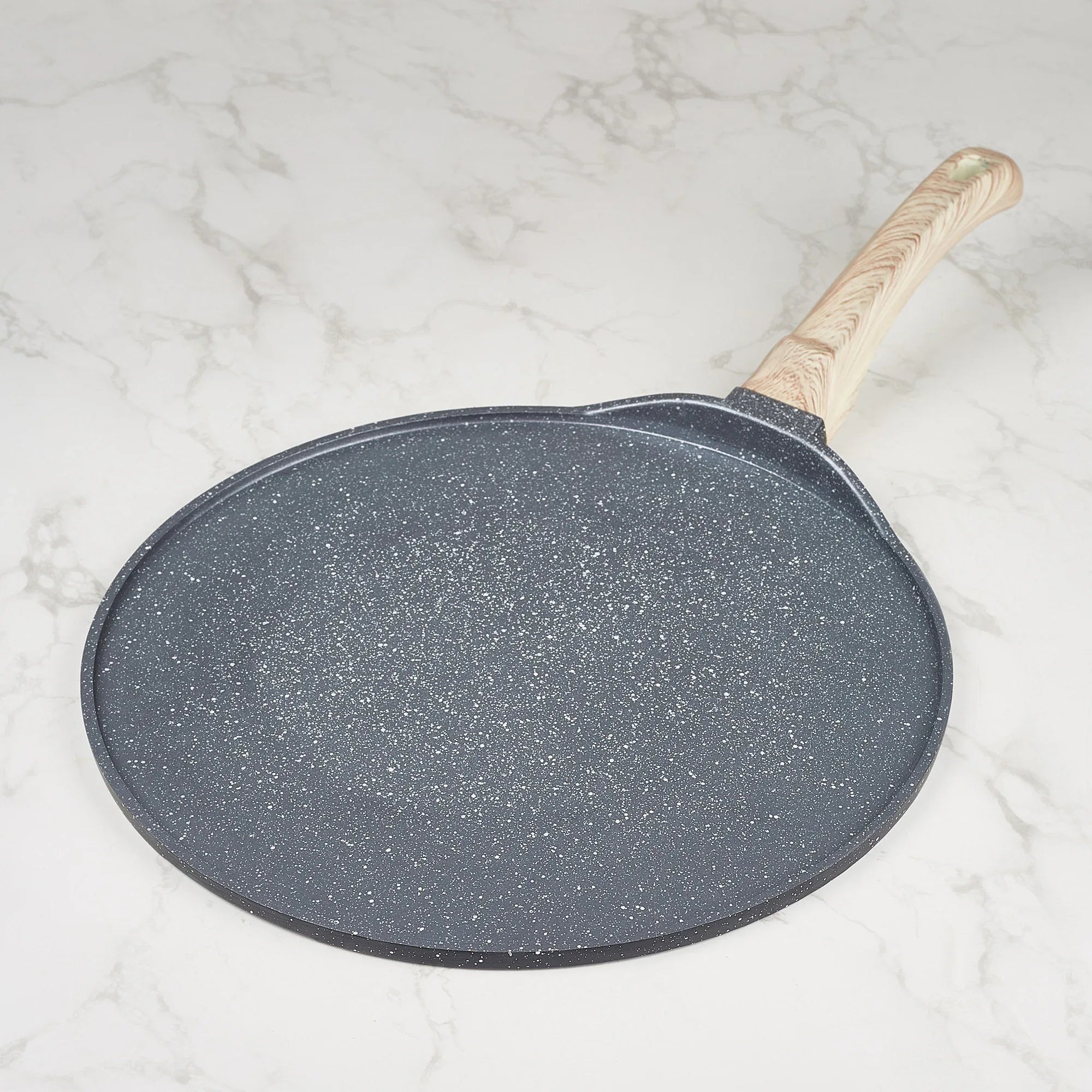 MasterCook+ 100% Virgin Aluminium Die-Cast Dosa Pan/Tawa 28 cm in Black & Wood Colour - HomeTown