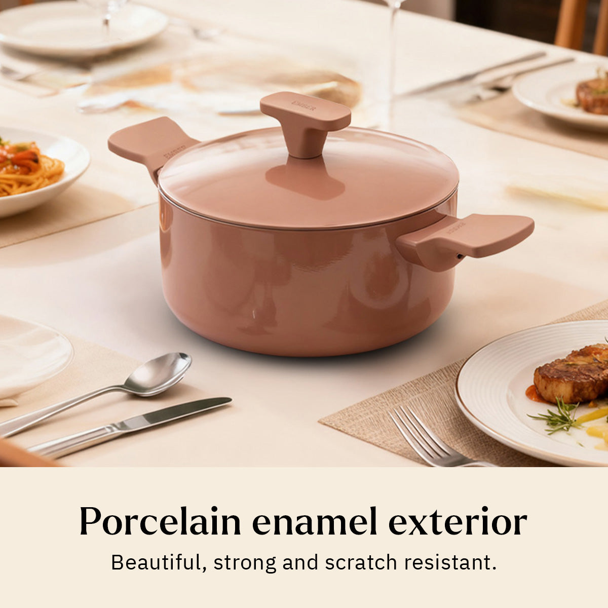 Ember Cookware Arcilla Ceramic Dutch Oven | 2.6 Litre Non Stick Non Toxic Pot with Metallic Lid | Isi Certified | Ceramic Cookware | Biryani Pot | Terracotta