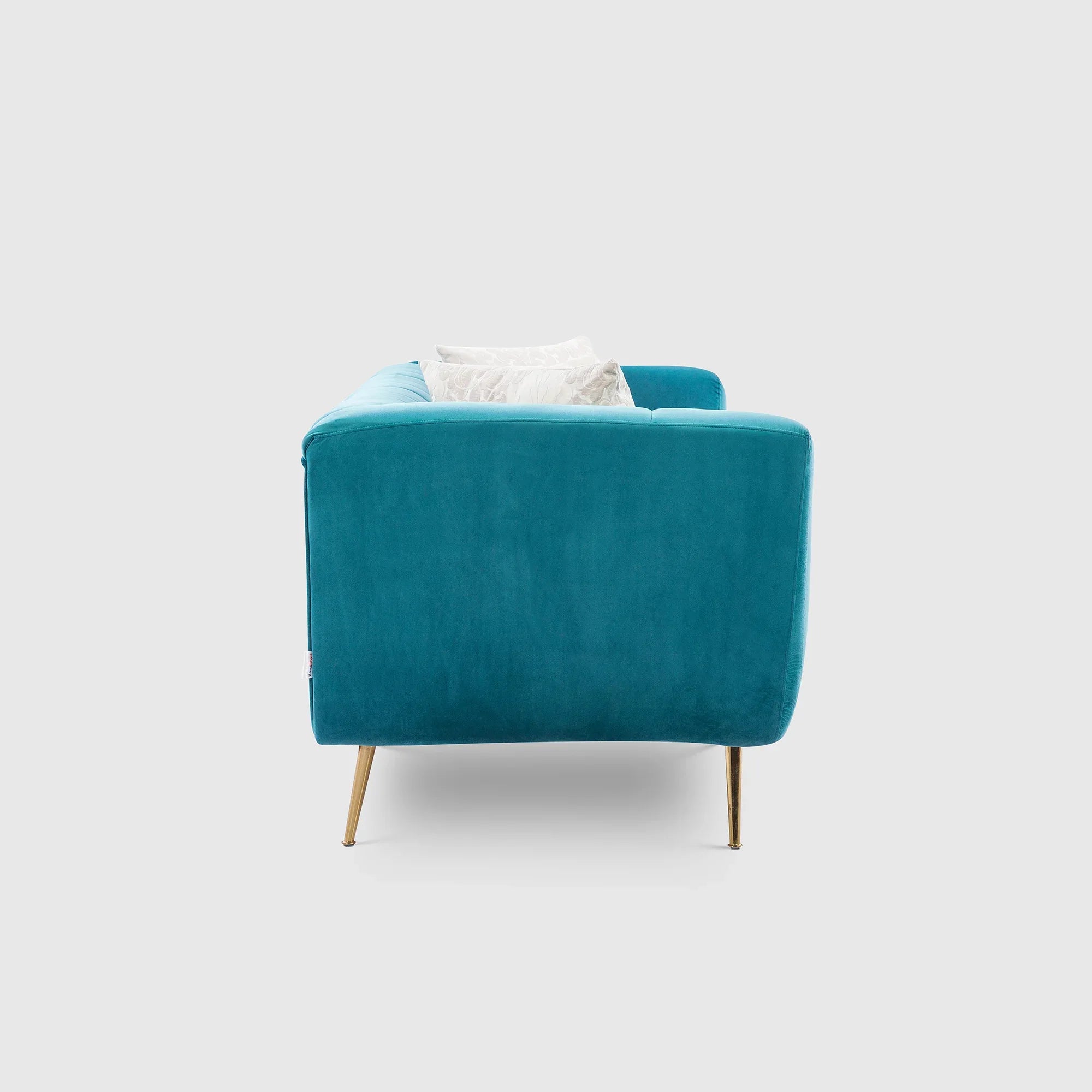 Catalina Velvet Three Seater Sofa in Teal Colour - HomeTown