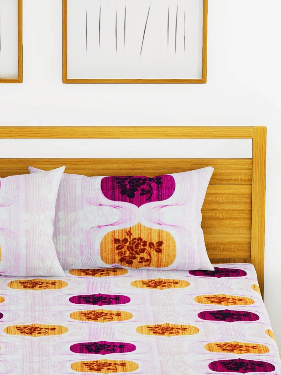 Essenza Cotton King Bed Sheet 220X254 CM in Purple Colour - HomeTown