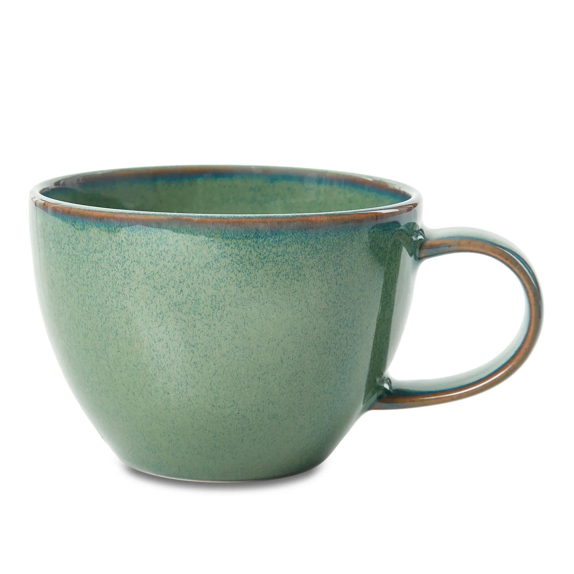 Hygge Studio Pottery Stoneware Cup & Saucer Set of 4 in Sage Green Colour - HomeTown