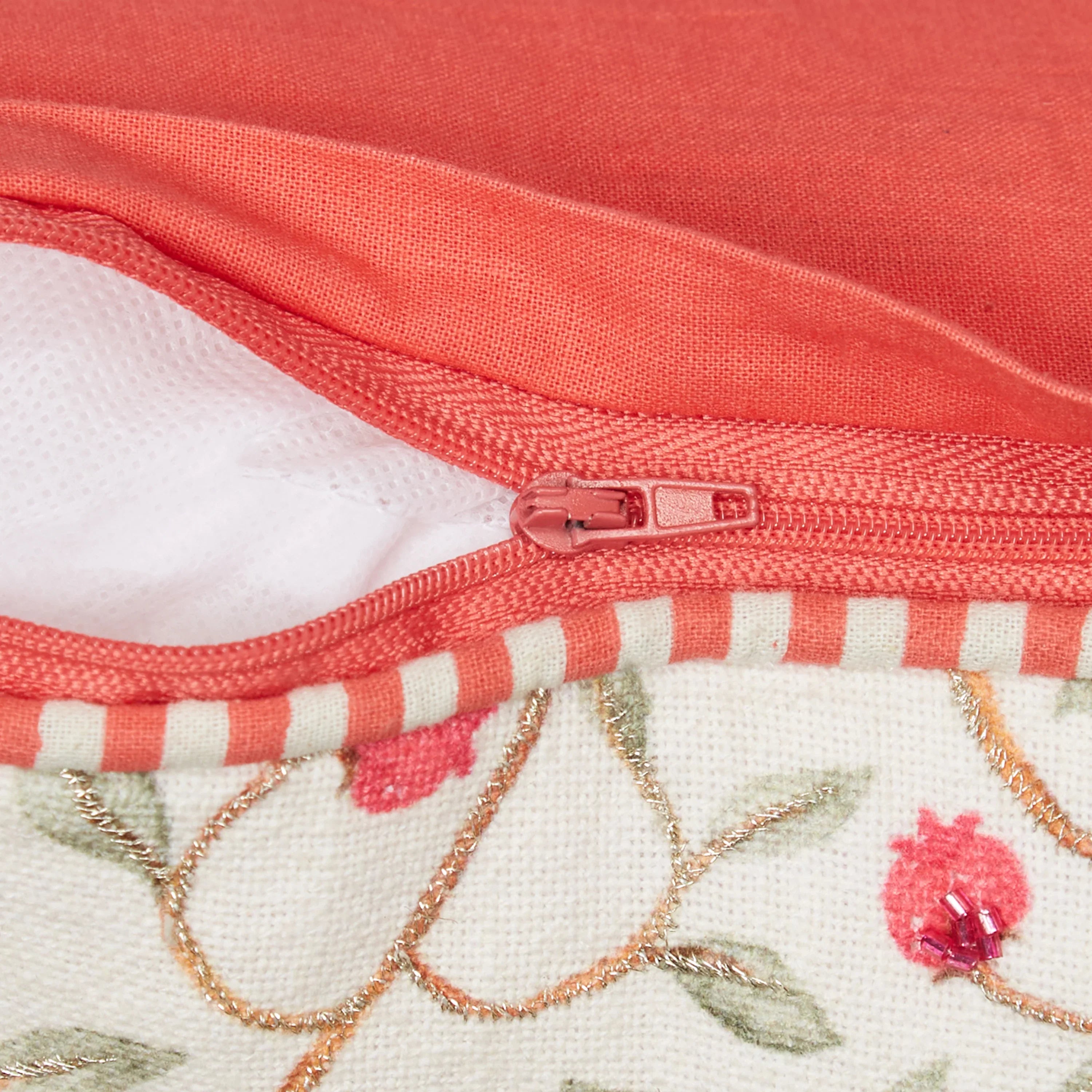 Indian Botanical Cotton Cushion Cover 40x40 cm in Multi Pink Colour - HomeTown