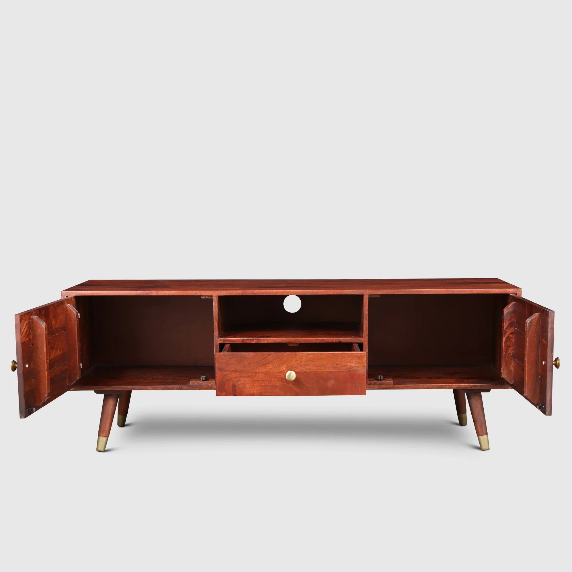 Phoolkari Full Height TV Unit in Honey Finish Colour - HomeTown