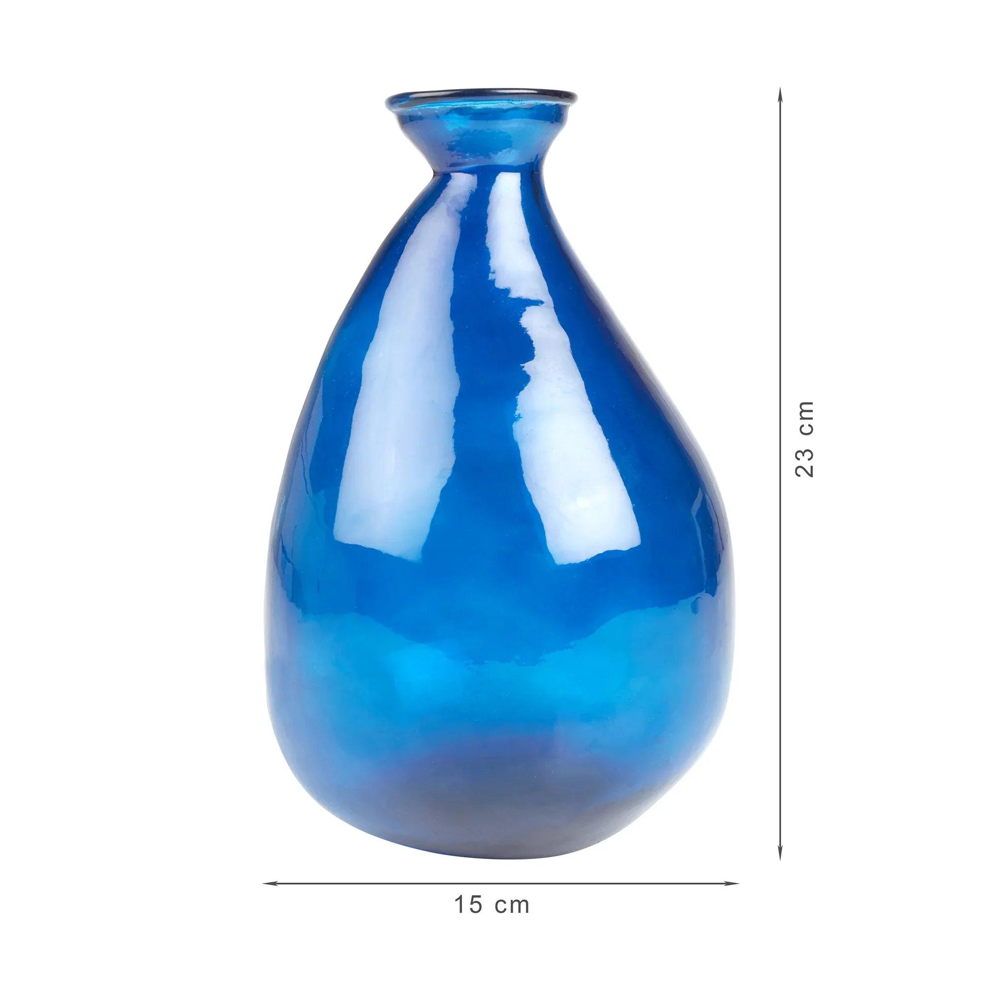 Phiona Glass Modern Organic Shapped Handcrafted 23 Cm Vase in Indigo Colour