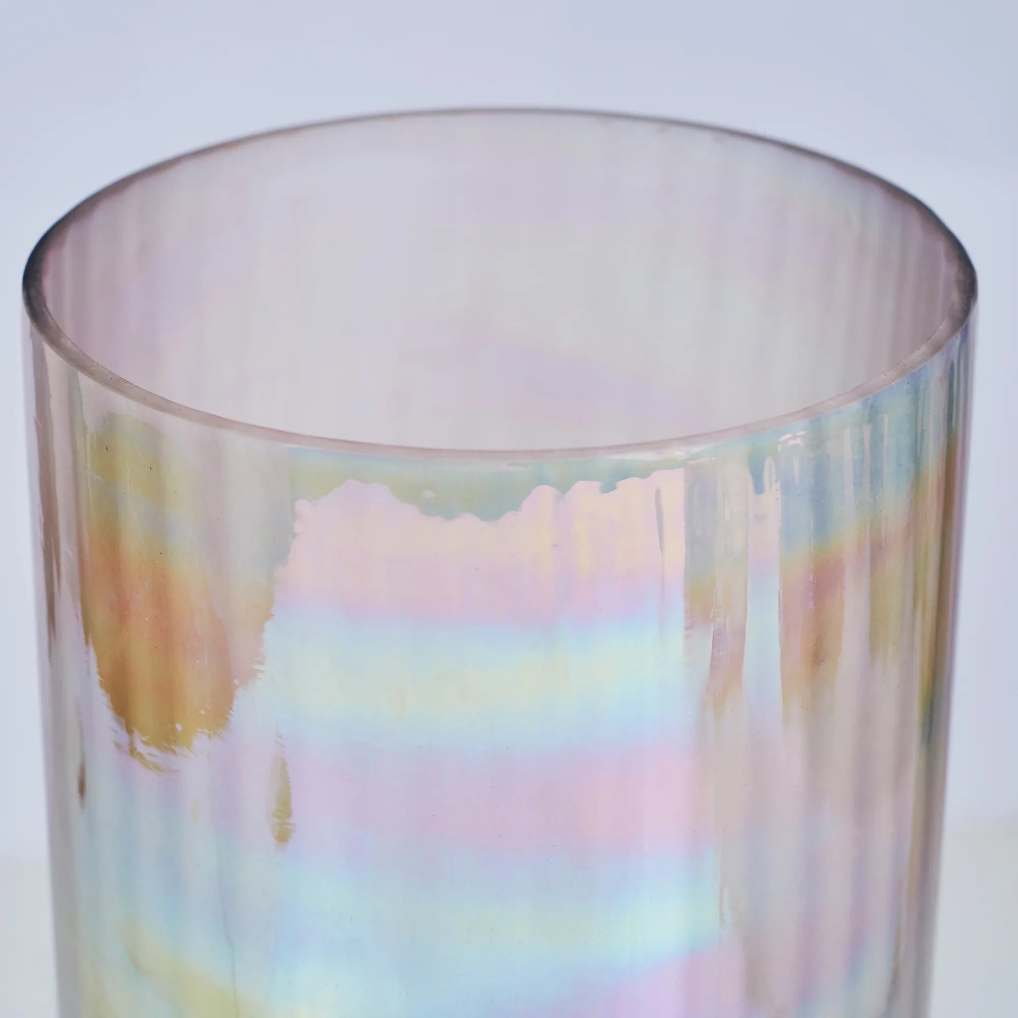 Phiona Glass Fluted Handcrafted Hurricane 33 Cm in Blush Colour - HomeTown