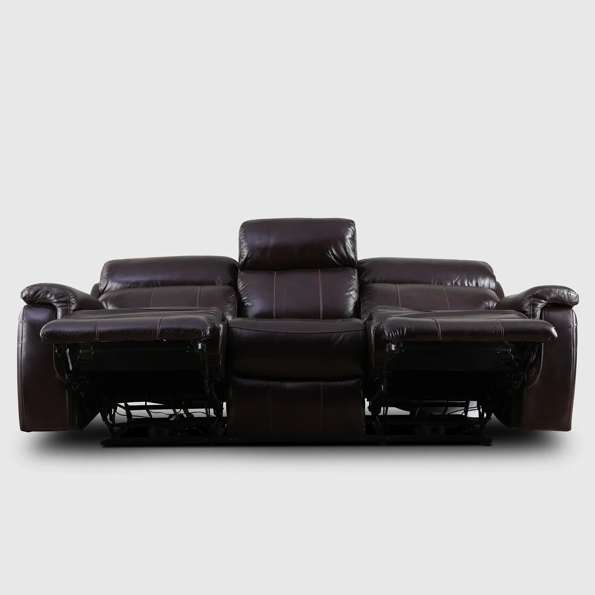 Plush Half Leather Three Seater Single Electric Recliner with Motion - HomeTown