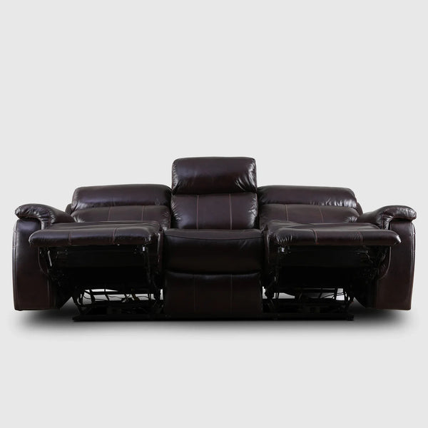 Plush 3 Seater Leather Electric Recliner Sofa | Burgundy dimensions