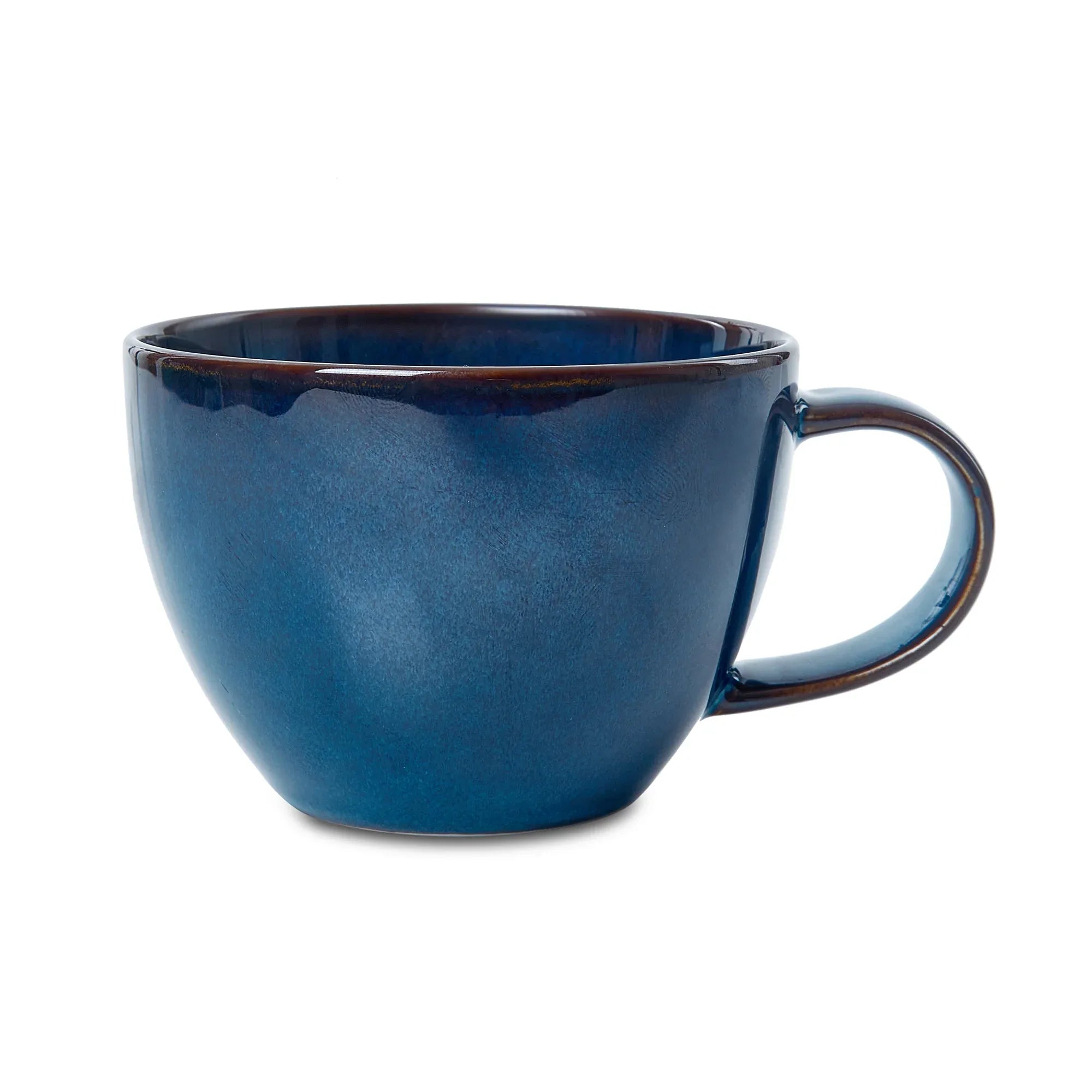 Hygge Studio Pottery Stoneware Cup & Saucer Set of 4 in Navy Blue Colour - HomeTown