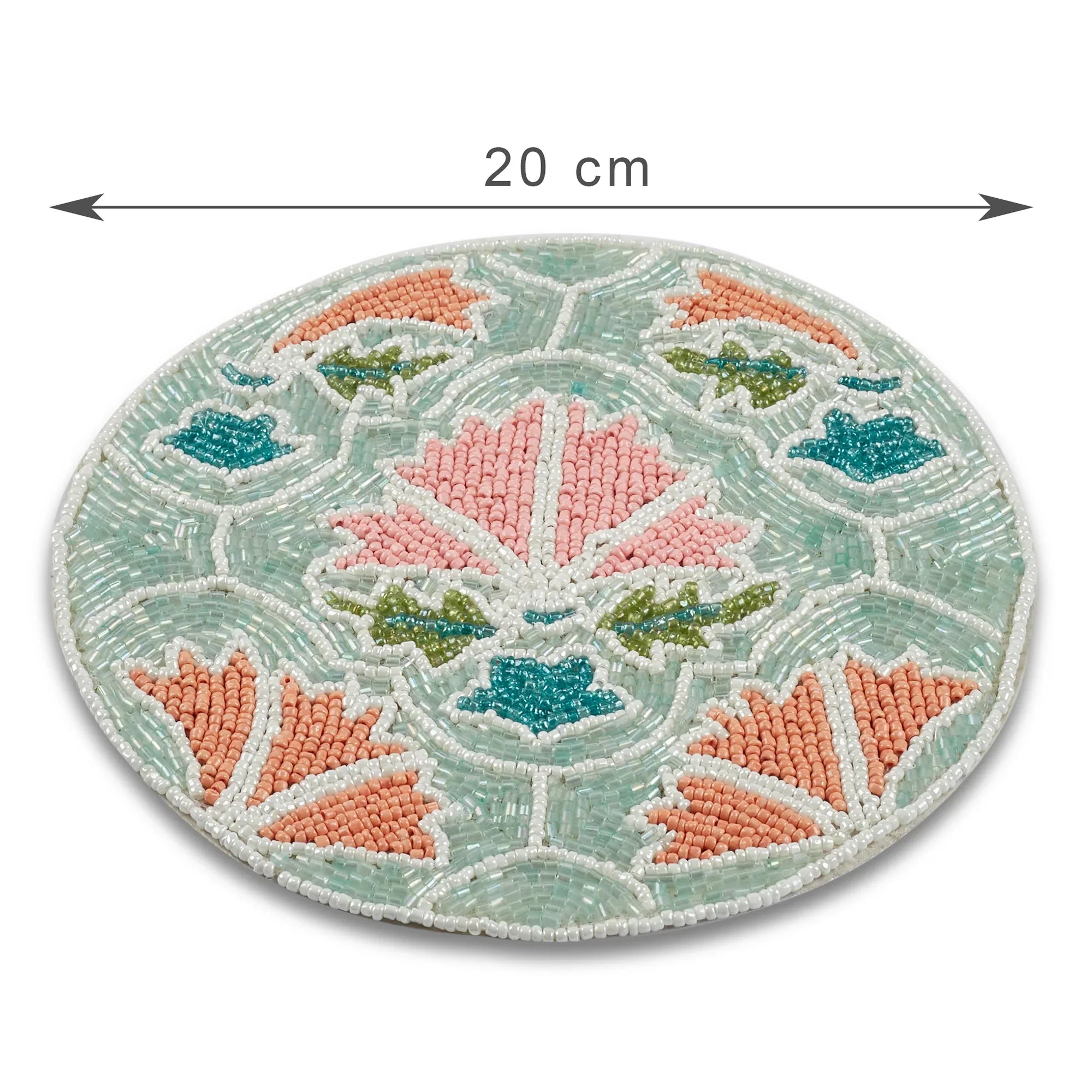 Anar Handmade Beaded Trivet Dia 20 Cm in Multi Colour - HomeTown