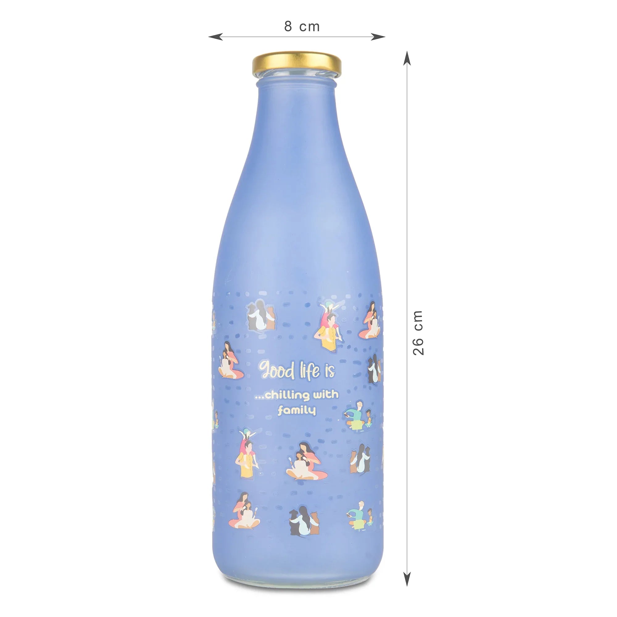 Good Life Glass Frosted Milk Bottle 1 Ltr in Blue Colour - HomeTown
