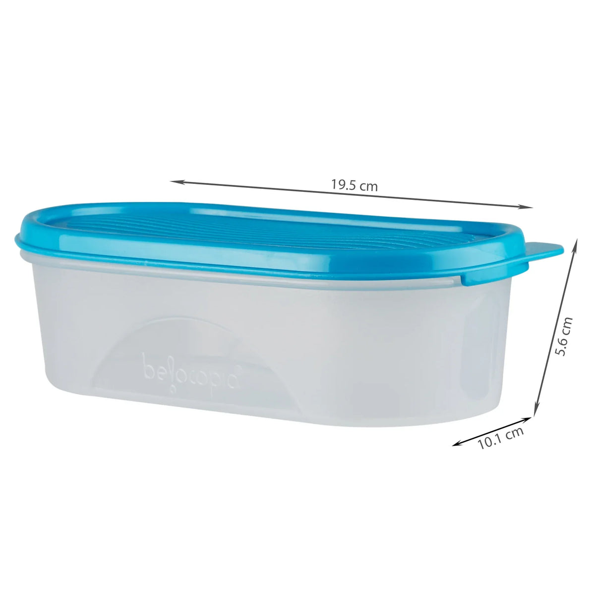 Fiesta 100% BPA-Free Plastic Oval Container Set of 3 (600ml, 1300ml, 2000ml) in Teal & Transparent Colour - HomeTown