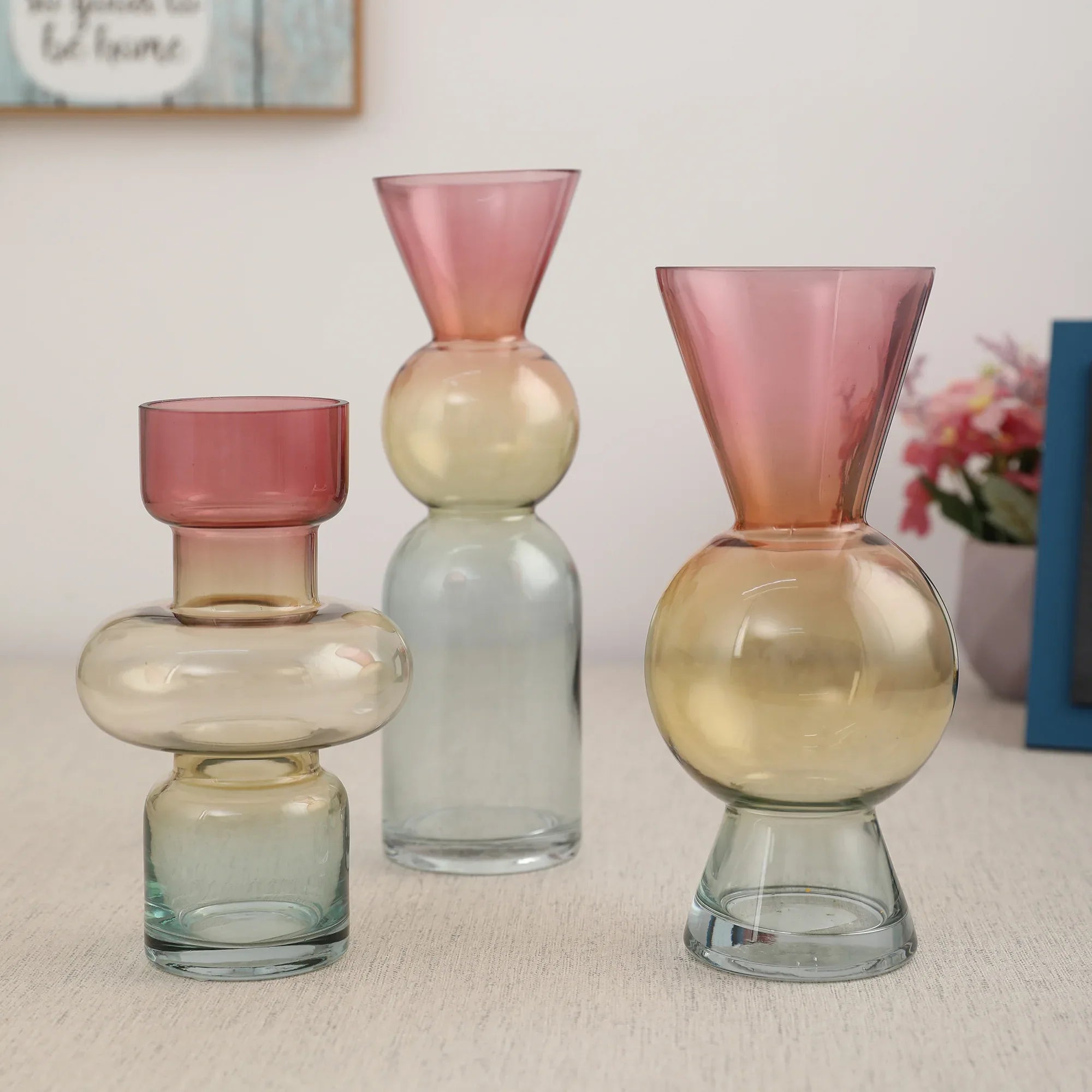 Monique Pop Glass Vase 20Cm in Multi Colour - HomeTown