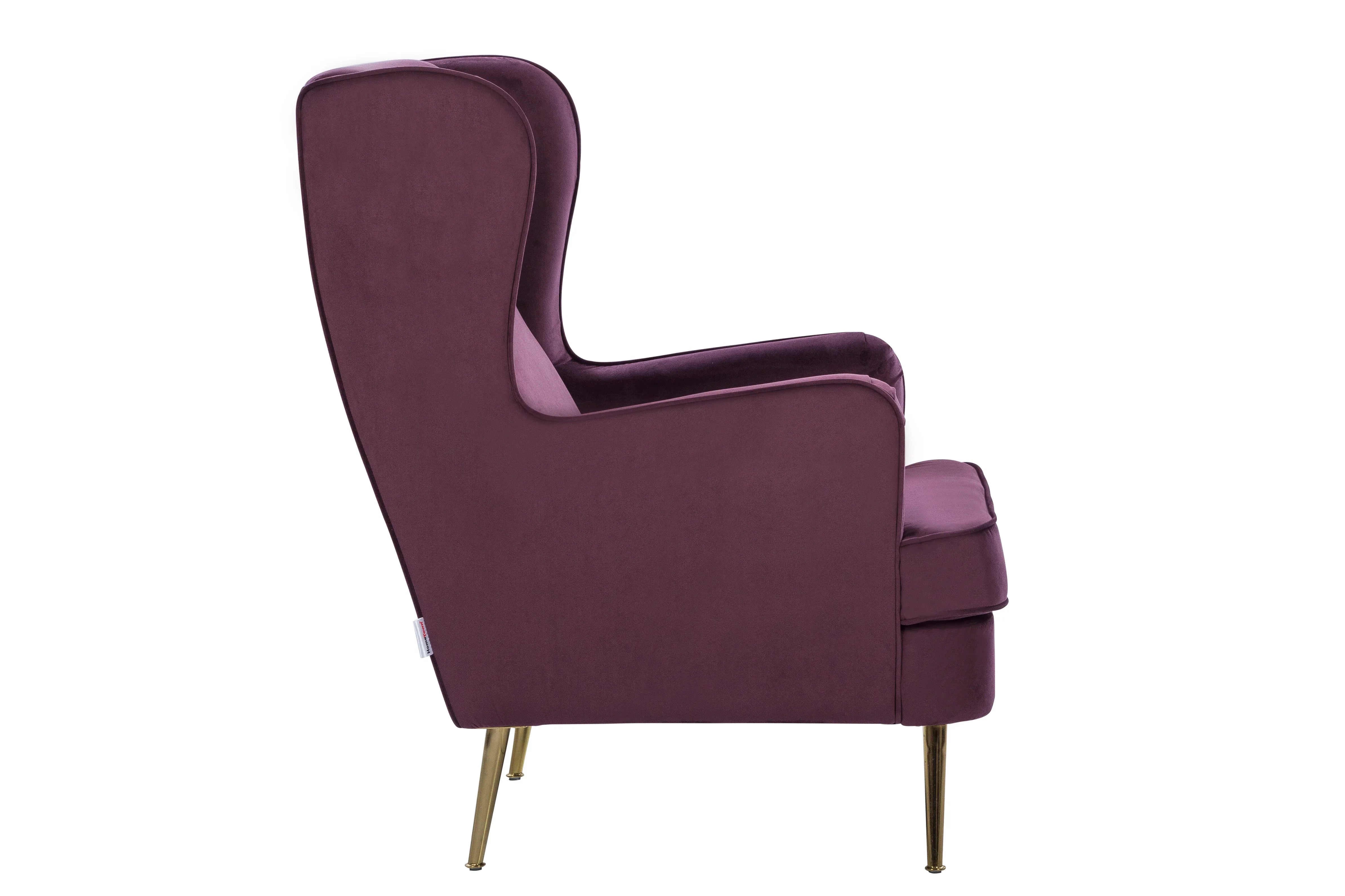 Charm Velvet Arm Chair in Wine Colour - HomeTown