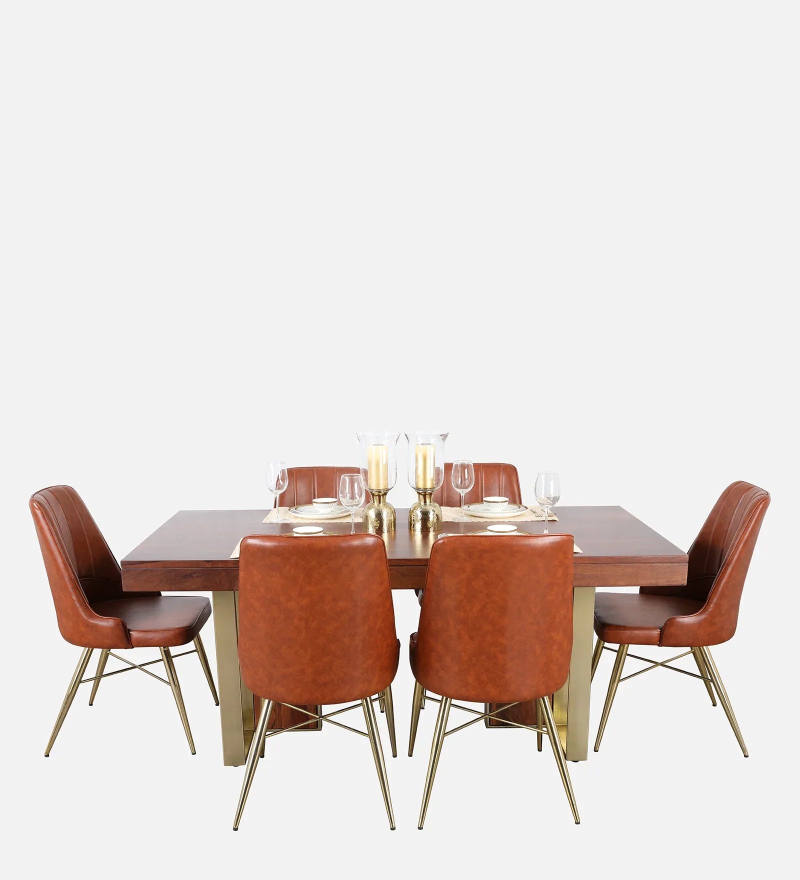 Marvis Sheesham Wood(Rosewood) Six Seater Dining Set in Walnut Colour - HomeTown