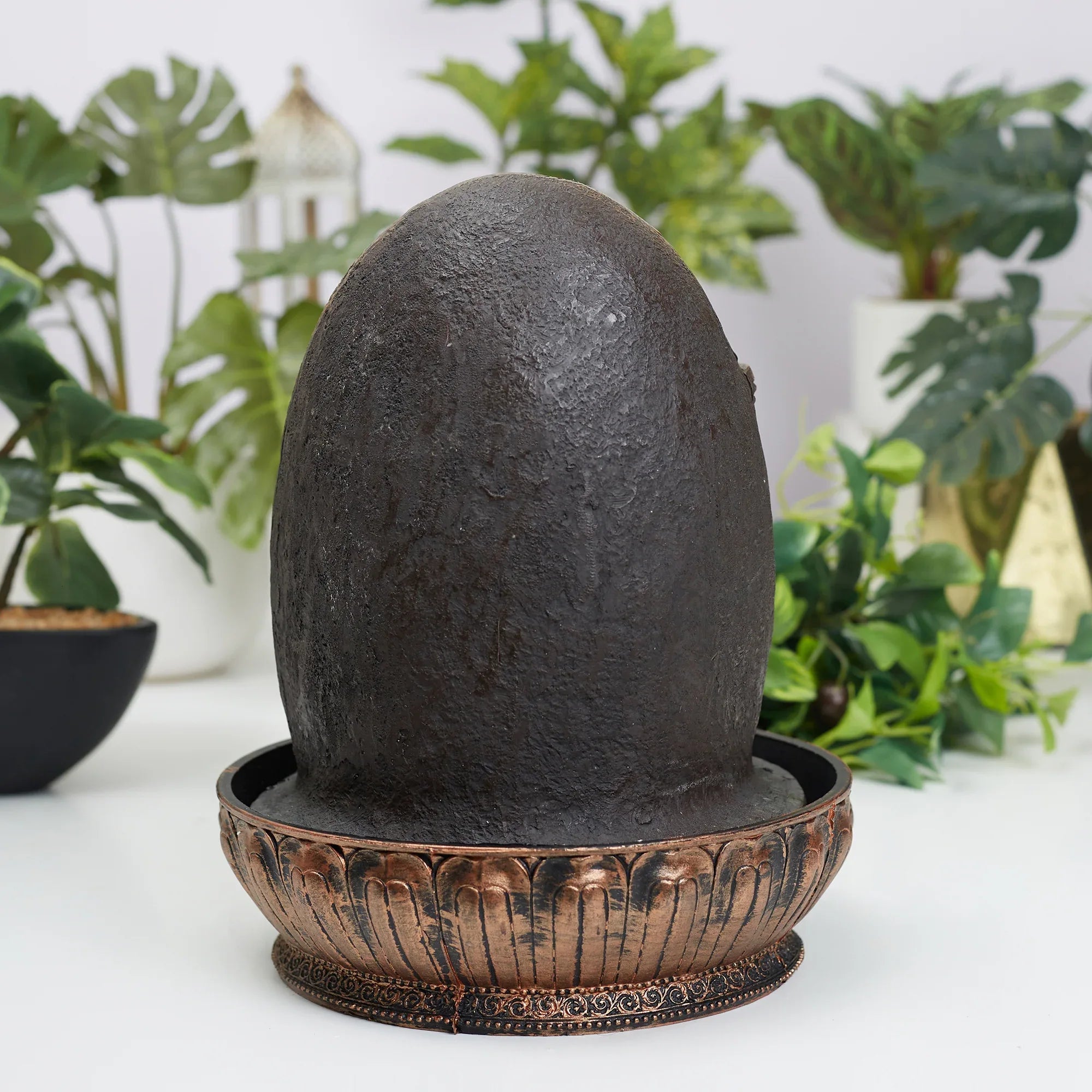 Impression Polyresin Buddha Drops Water Fountain 23x23x29 Cm in Antique Gold Colour