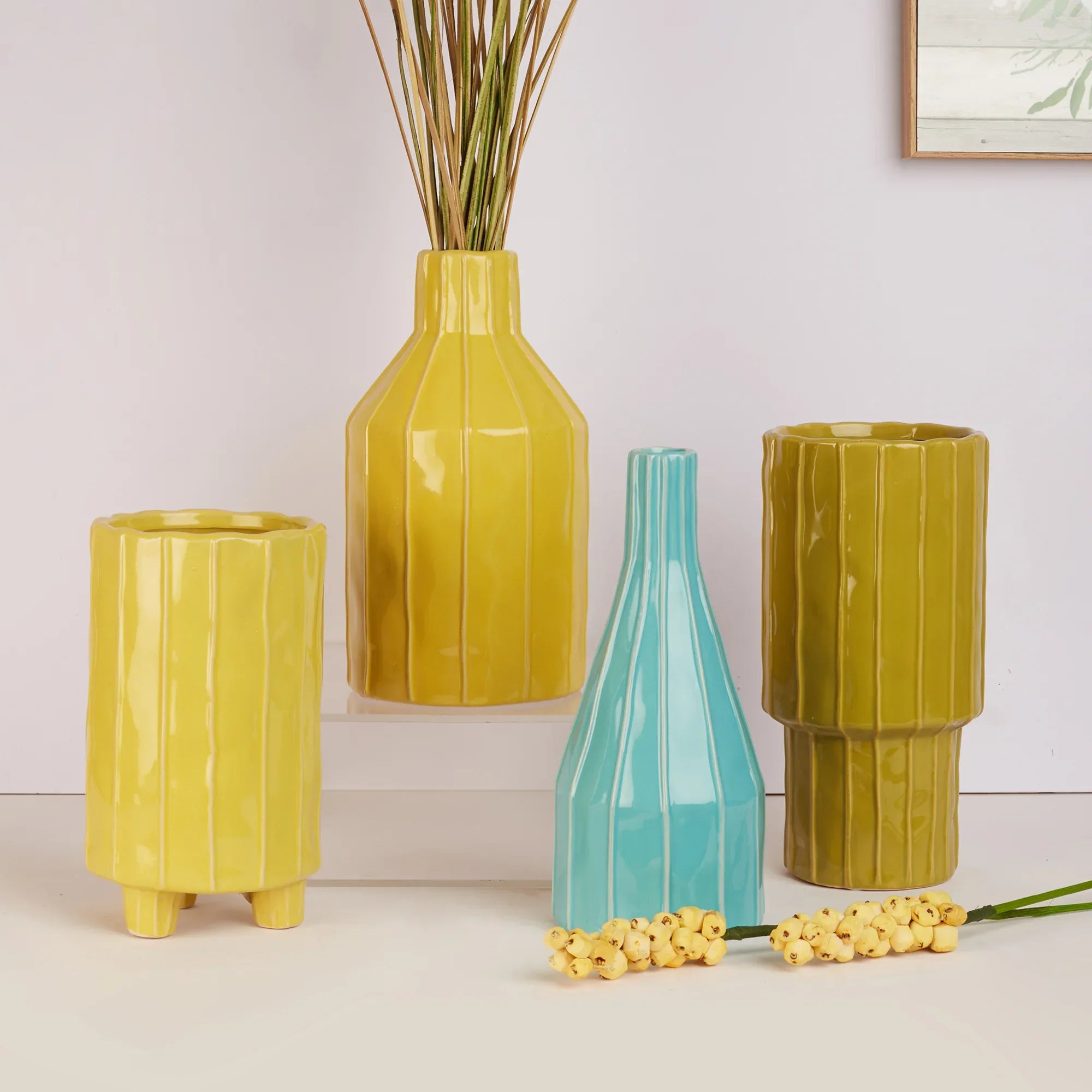 Alura Tropical Glossy Ceramic Planter 22Cm in Apple Green Colour - HomeTown