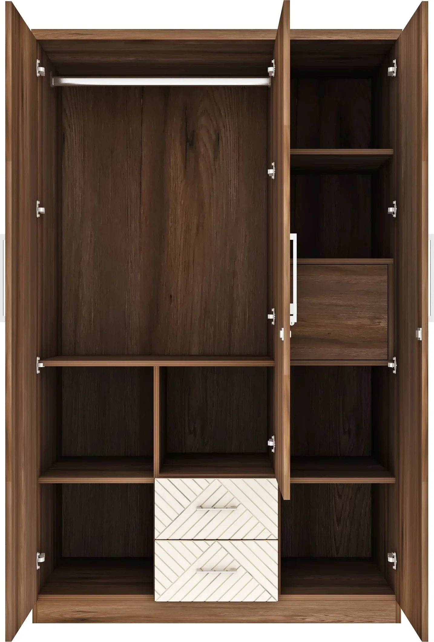 Saville Engineered Wood Three Door Wardrobe with Mirror in Dark Vogue Colour - HomeTown