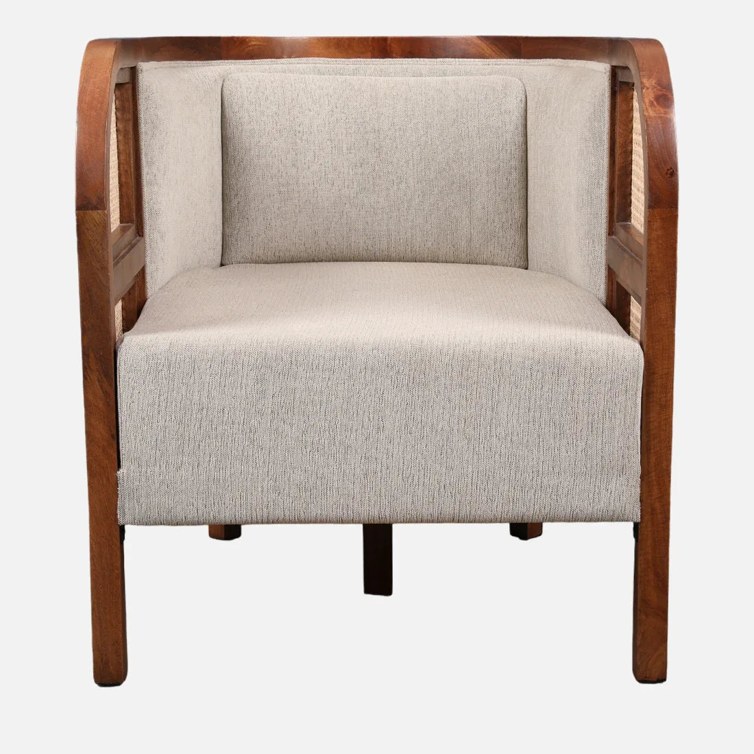 Siam Solidwood Single Seater Sofa in Beige Colour - HomeTown